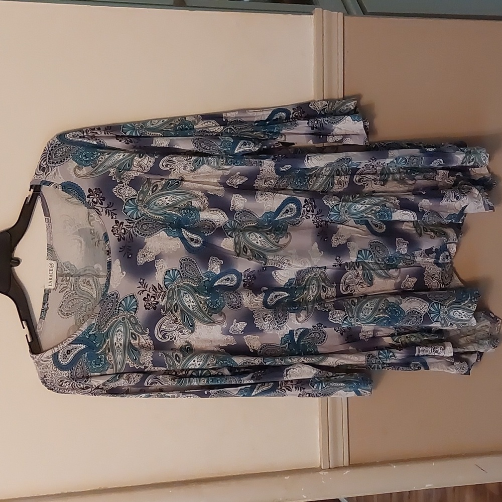 Larace Paisley Floral Multi Color Tunic Shirt Sz 4X